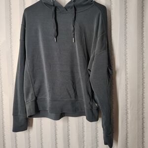 Apana-Cropped Slate Grey/Blue-Hoodie/Sweater- Size L- Arm Pocket